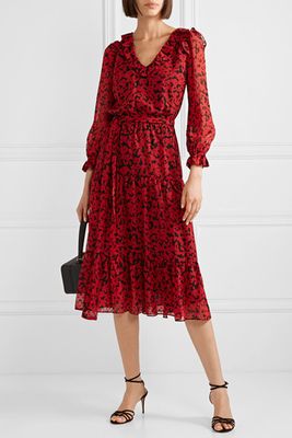 Belted Printed Fil Coupe Georgette Midi Dress from Micheal Kors