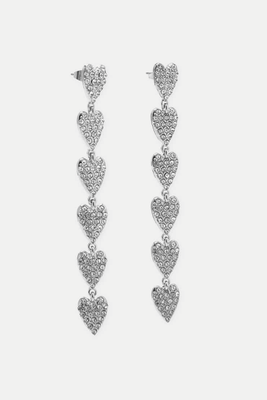 Rhinestone Heart Dangle Earrings  from Pull & Bear 
