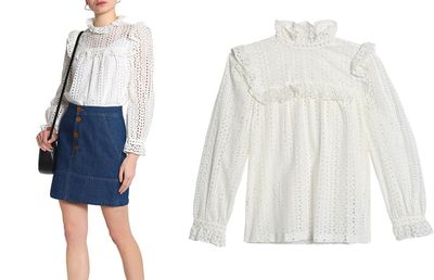 Ruffled Broderie Anglaise Cotton Blouse from Claudie Pierlot