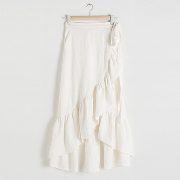 Ruffled Linen Midi Wrap Skirt from & Other Stories