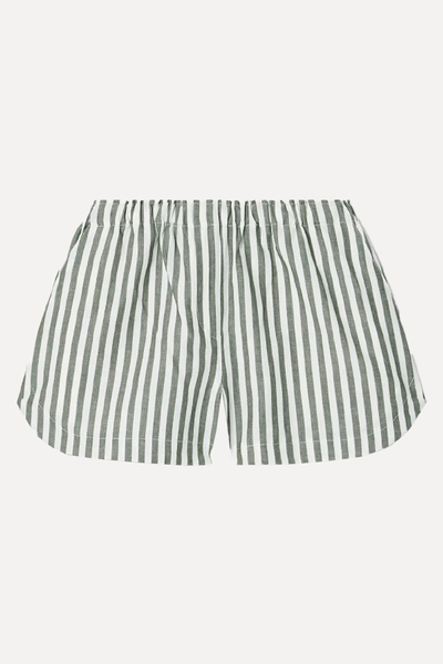 Macaulay Striped Cotton & Linen-Blend Shorts from La Ligne