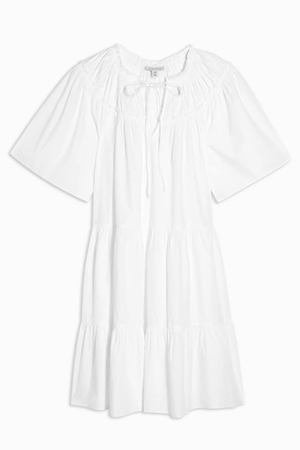 White Poplin Smock Mini Dress from Topshop