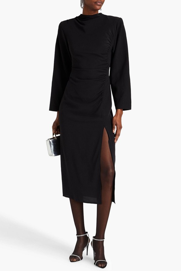 Ruched Silk Crepe De Chine Midi Dress  from Envelope1976 