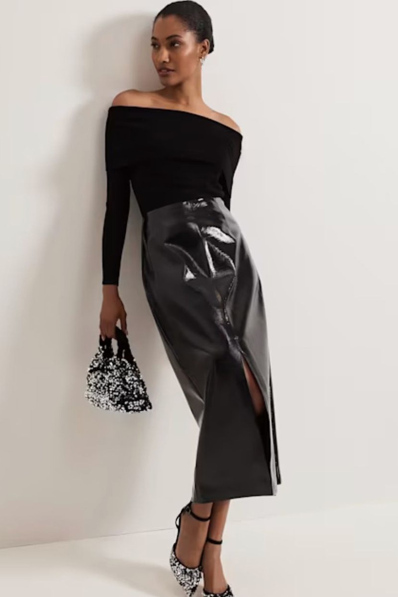 Tabby Vinyl Pu Pencil Skirt