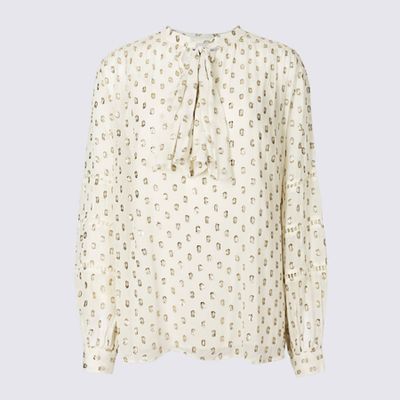 Embroidered Notch Neck Long Sleeve Blouse