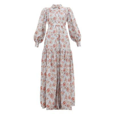 Elsa Belted Tiered Floral-Print Cotton Maxi Dress from Evi Grintela