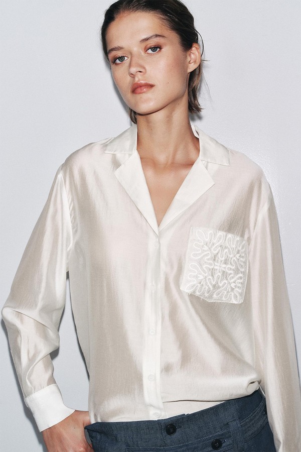 Zw Collection Embroidered Pocket Shirt from Zara
