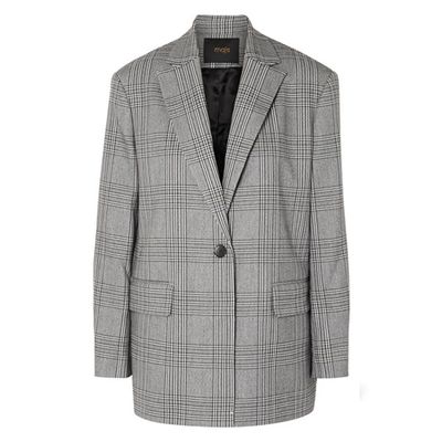 Checked Woven Blazer from Maje