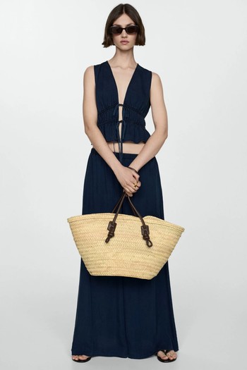 Sabina Large Woven Palm Leaf Basket Bag from Mango