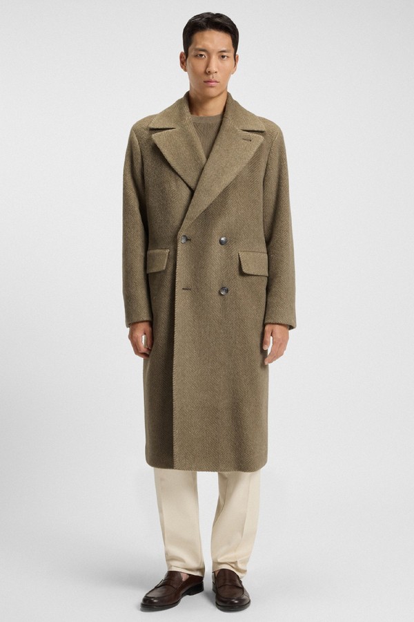 Double-Breasted Coat In A Herringbone Alpaca Blend from Boss