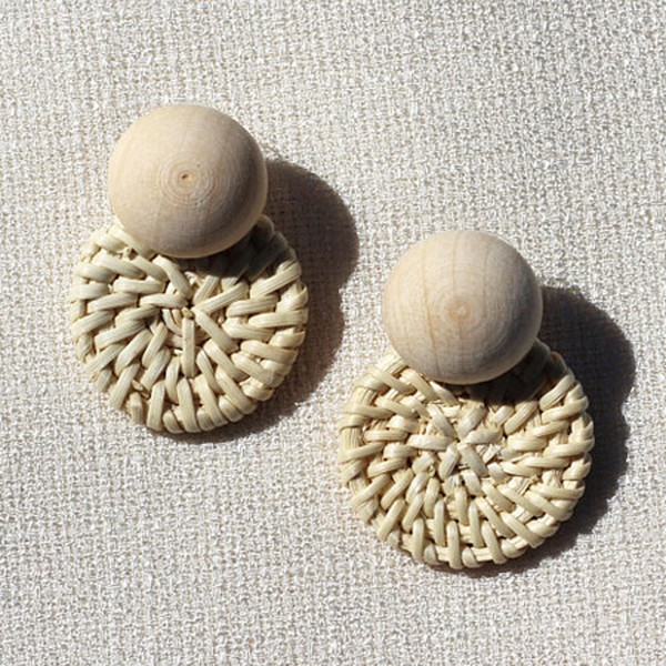 Round Wooden Drop Earrings from MeiMiStudio