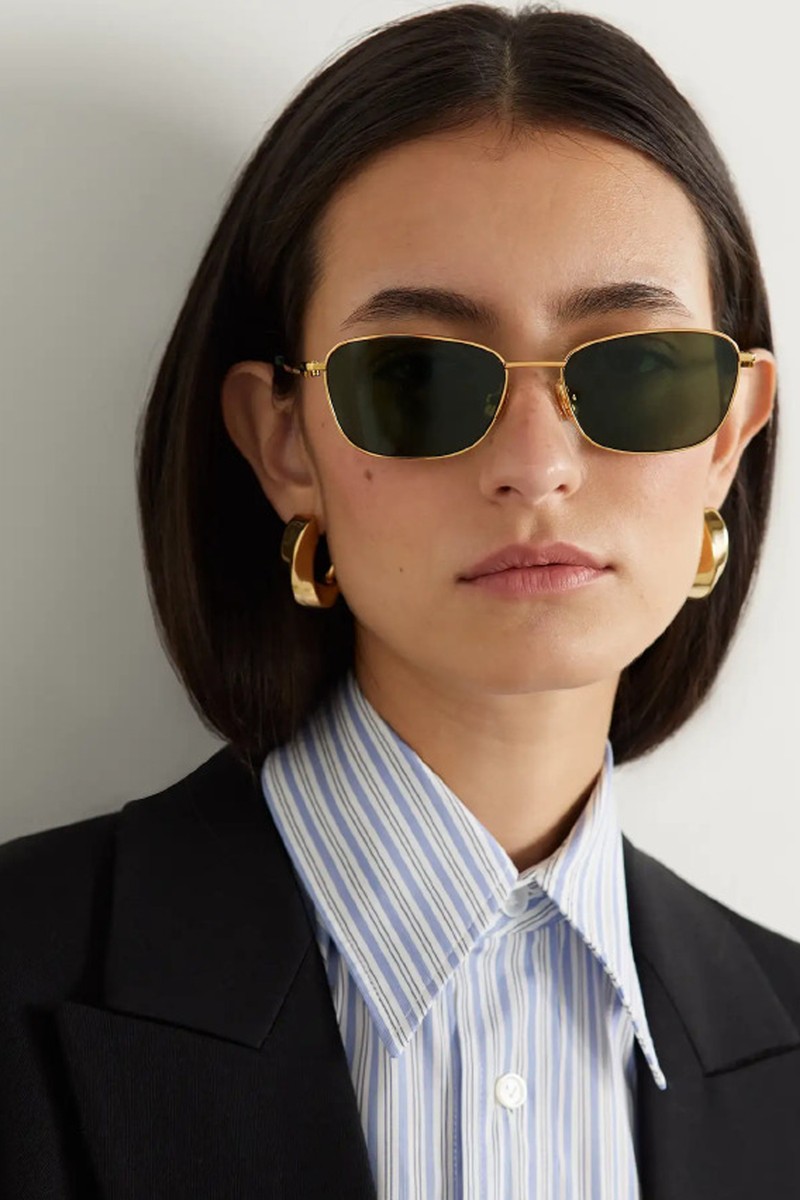 Square-Frame Gold-Tone Sunglasses from Bottega Veneta