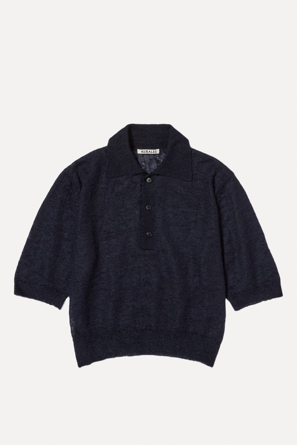 Kid Mohair Sheer Knit Polo