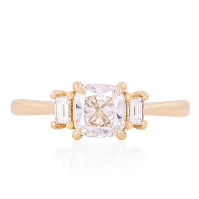 Georgian 14k Polished Gold Cushion Cut Diamond Ring