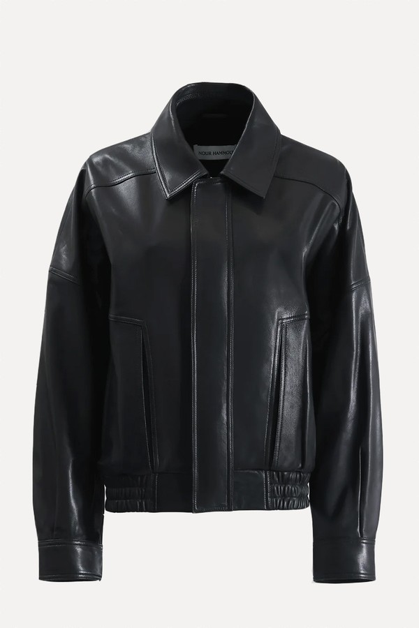 Dalma Relaxed Leather Jacket from Nour Hammour