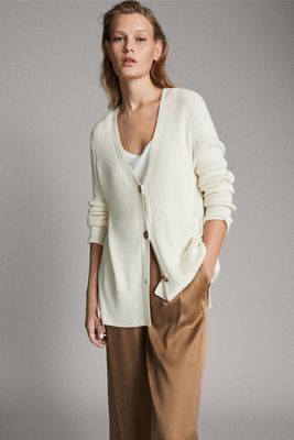 Ribbed Button-Up Cardigan from Massimo Dutti