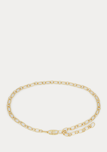 Gold Tone Logo Chain Belt