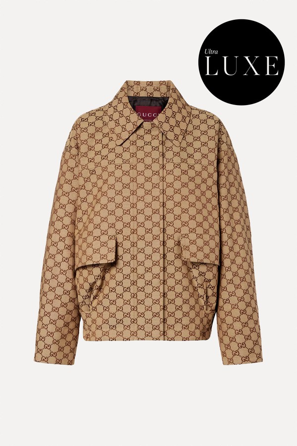 GG Canvas Leather Bomber Jacket from Gucci