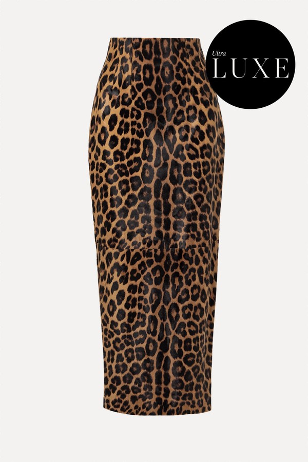 Loxley Leopard-Print Calf Hair Maxi Skirt from KHAITE 
