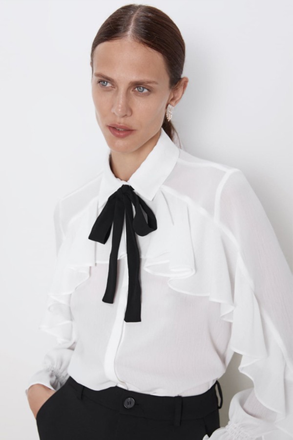 Ruffled Blouse With Bow from Zara