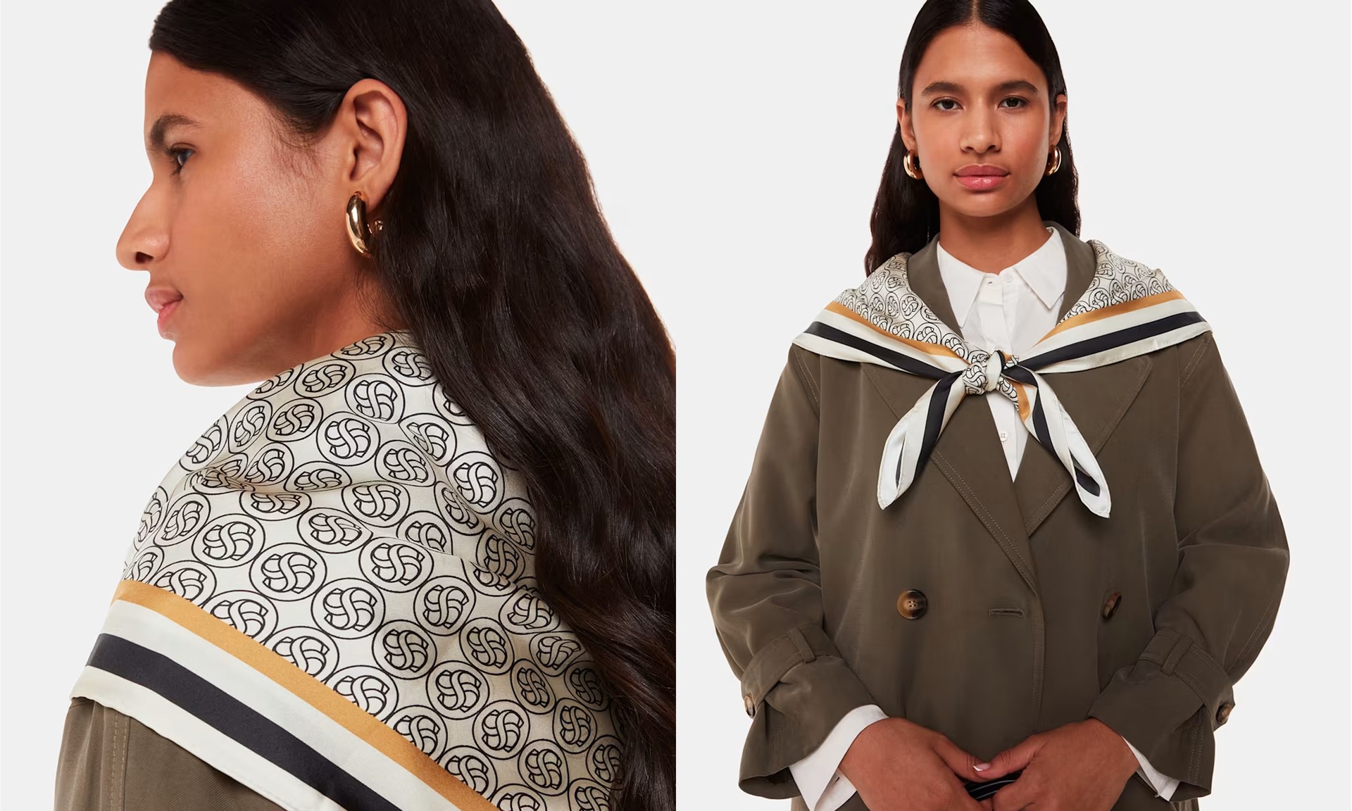 Sahar S Monogram Silk Scarf from Whistles
