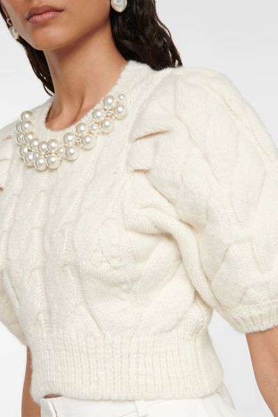 Pearl-Embellished Cropped Sweater from Simone Rocha