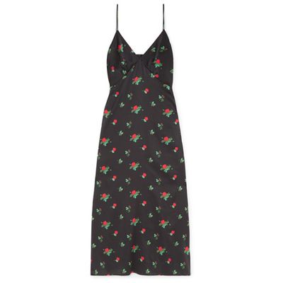 Floral-Print Stretch-Silk Satin Midi Dress from Bernadette