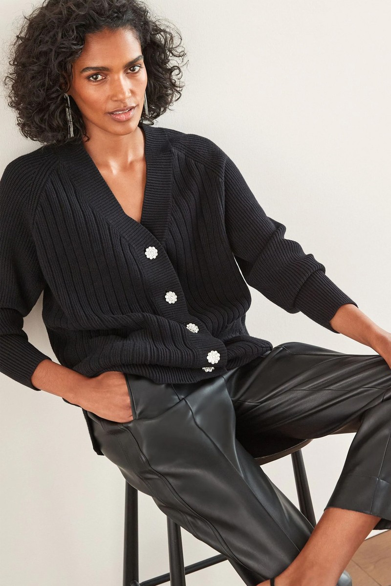 Ribbed Gem Button Cardigan, £40 | Next