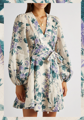 Cassia Floral-Print Linen Wrap Dress from Zimmermann