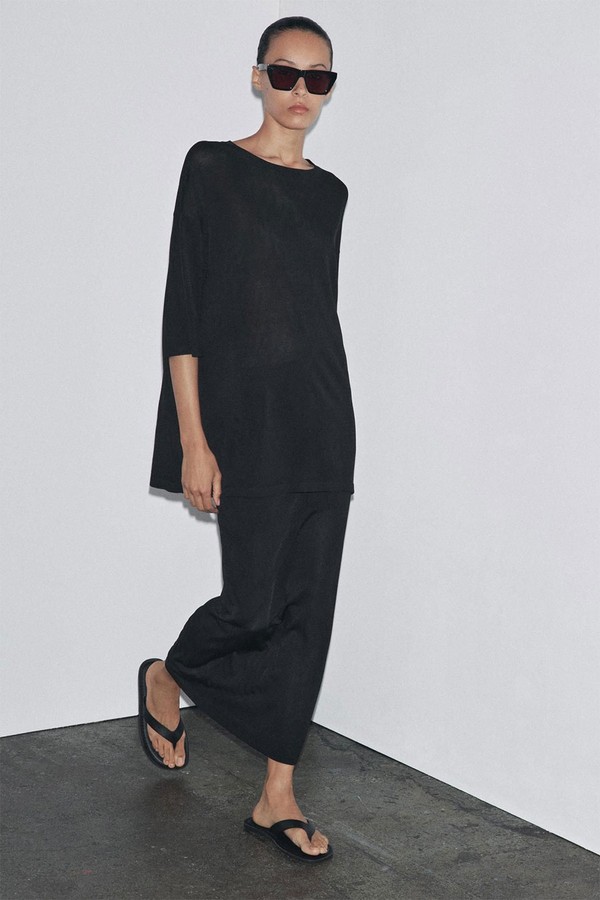 Straight Plain Knit Skirt