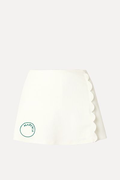 Steffi Scalloped Stretch Recycled-Seersucker Tennis Skirt from Marysia