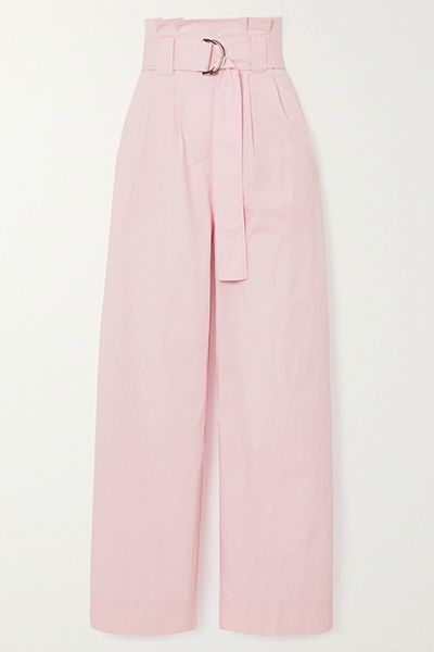 Belted Cotton-Blend Ripstop Wide-Leg Pants from Ganni