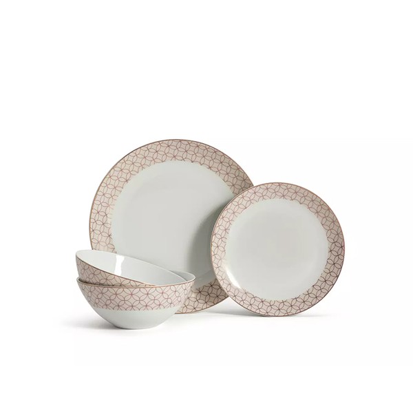 Metallic Decal 12 Piece Porcelain Dinner Set