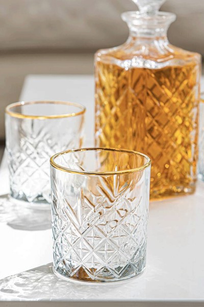 Vintage Style Gold Rim Cut Glass Tumbler from The Best Room