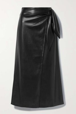 Amas Wrap-Effect Vegan Leather Midi Skirt  from Nanushka