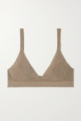 Ross Metallic Ribbed-Knit Bra from Love Stories