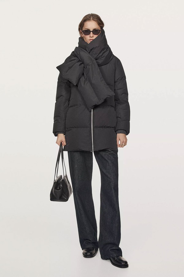Water-Repellent Puffer Jacket With Scarf Detail from Massimo Dutti