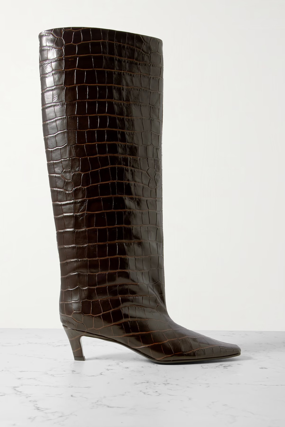 Croc-Effect Leather Knee Boots from TOTEME