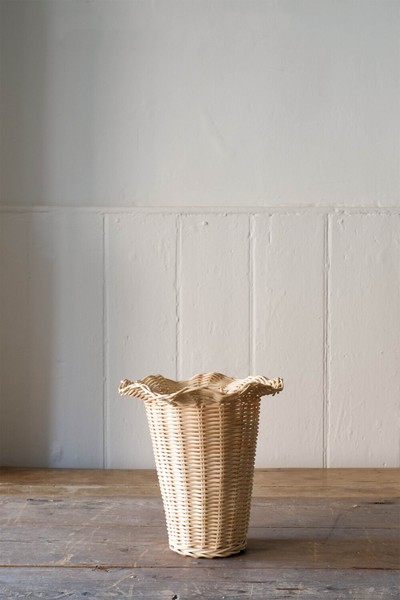 Wavy Edge Rattan Vase from Straw London