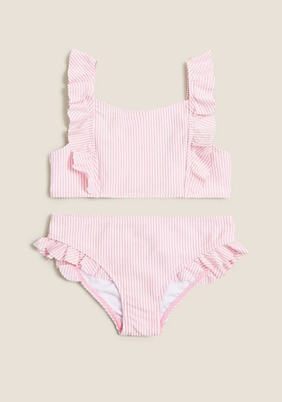 2pc Stripe Frill Seersucker Frill Bikini from Marks & Spencer