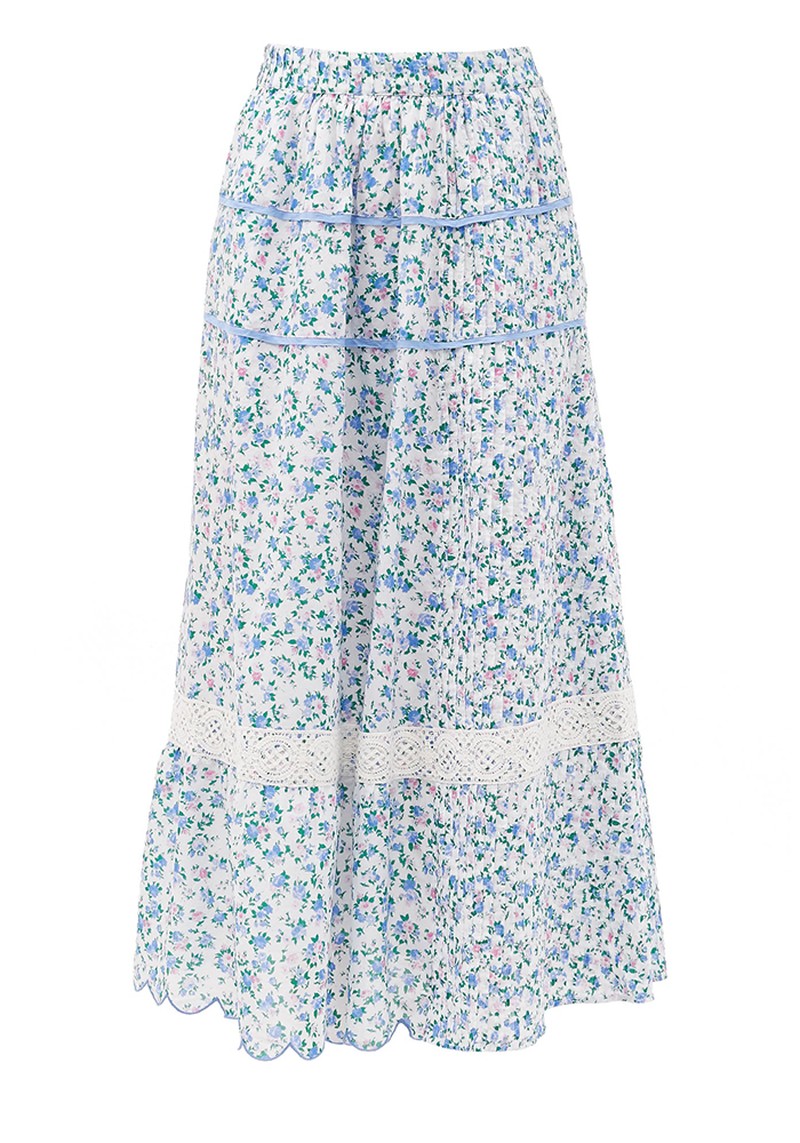 Saratoga Floral-Print Cotton Maxi Skirt from LoveShackFancy