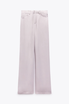 Straight Fit Long Length Satin Trousers from Zara