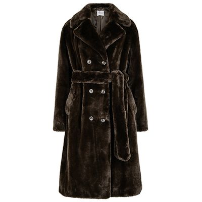 Faustine Brown Faux Fur Coat from Stand