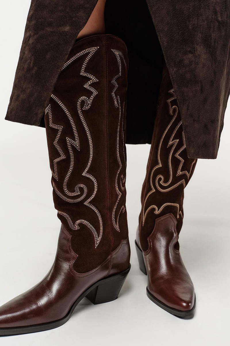 Leather Embroidered Boots