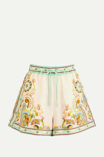 Pinball Printed Linen Shorts from Alémais