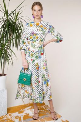 English Floral Spot Midi Dress With Slits from Rixo