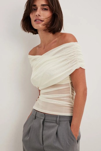 Draped Mesh Off Shoulder Top, £34.95 | NA-KD