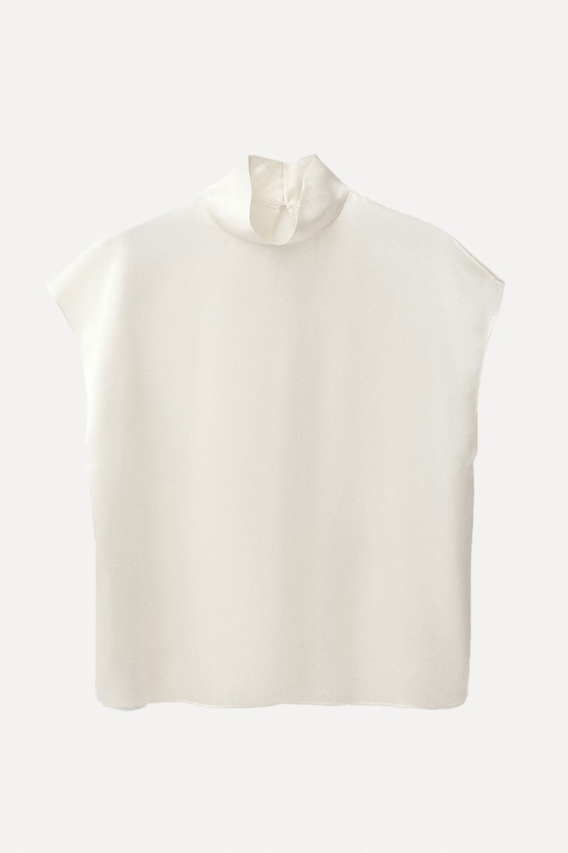 High Neck Silk Blouse from Mango