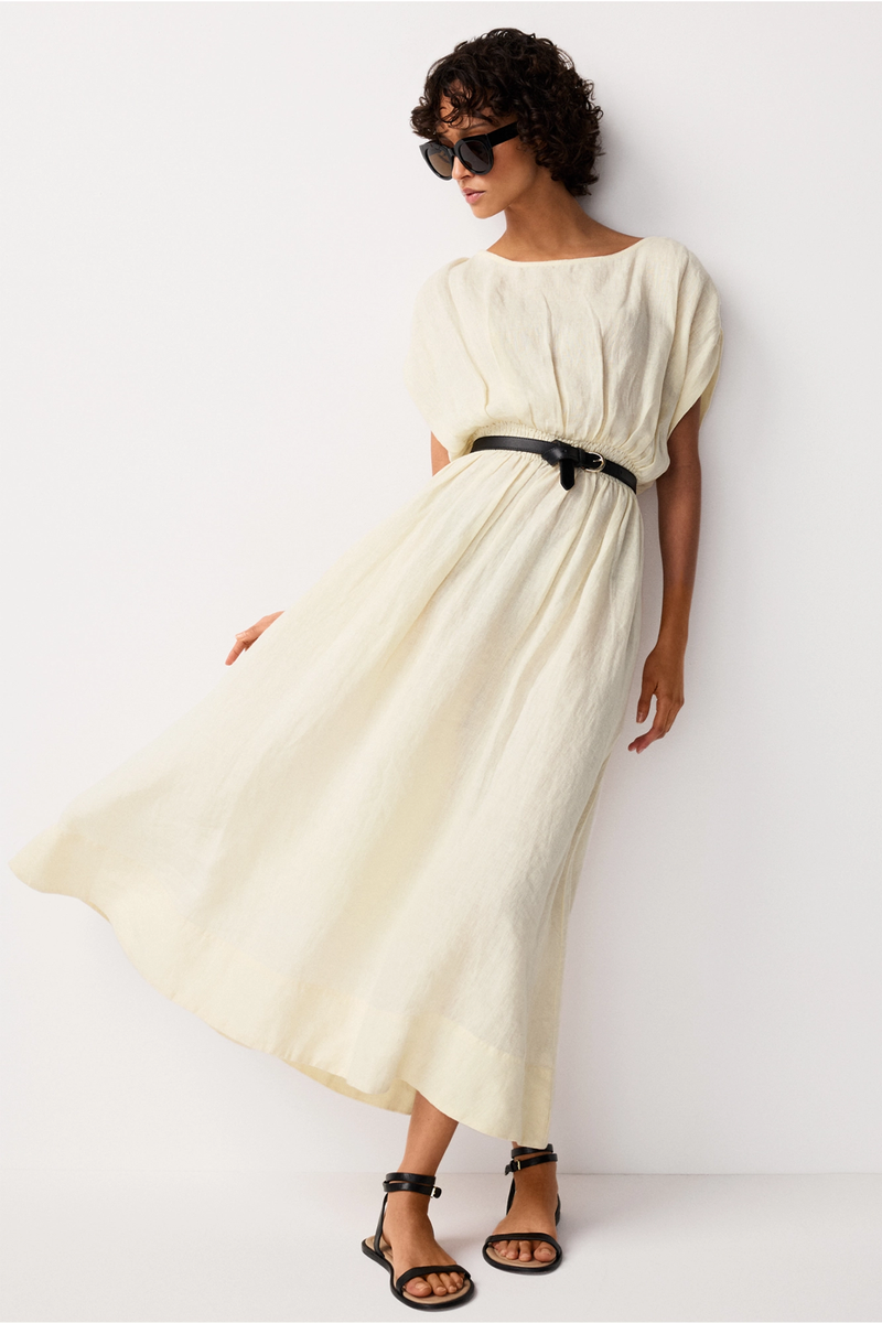 Linen Elasticated Waist Midi Dress from The White Company