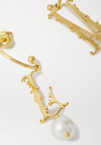 Initial Gold-Plated Faux Pearl Hoop Earring from Simone Rocha